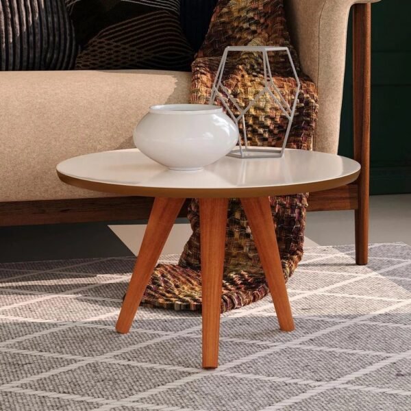 Mesa de Centro Retrô Cissa - Off white com freijó - rpm Móveis